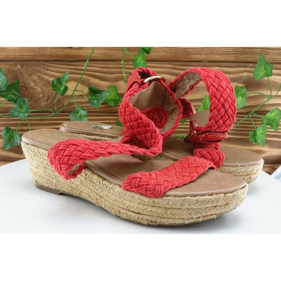 Jessica Simpson Sz 7.5 M‎ Orange Ankle Strap Fabric Women Sandals Leila - Picture 4 of 11